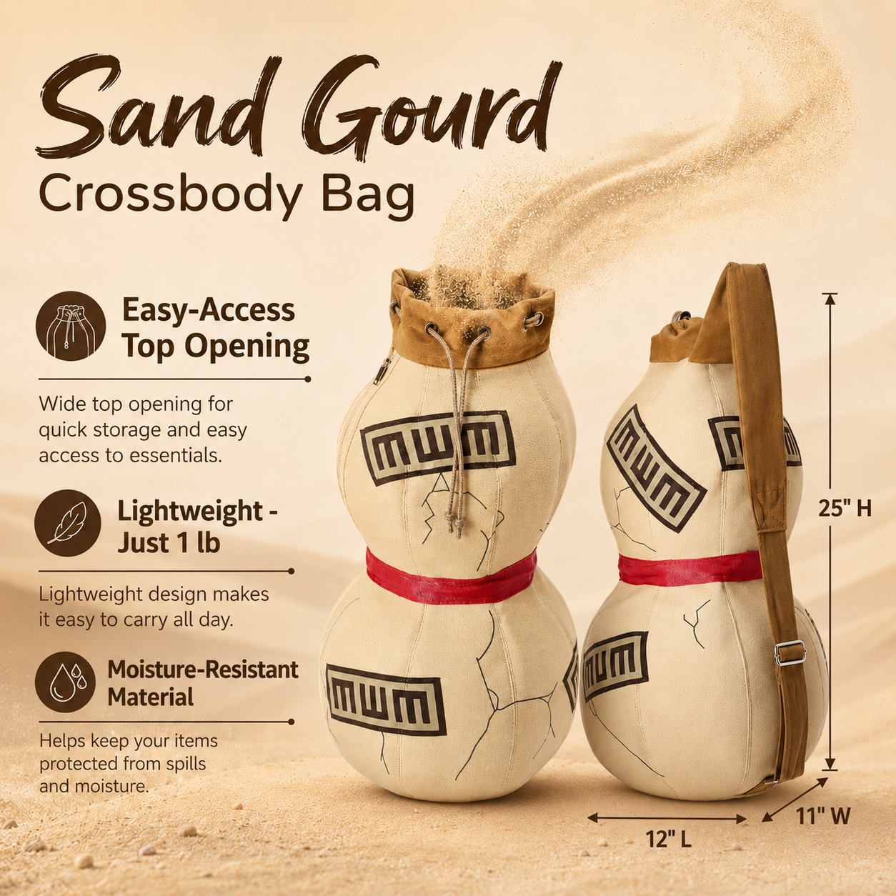 Sand Gourd Crossbody Bag